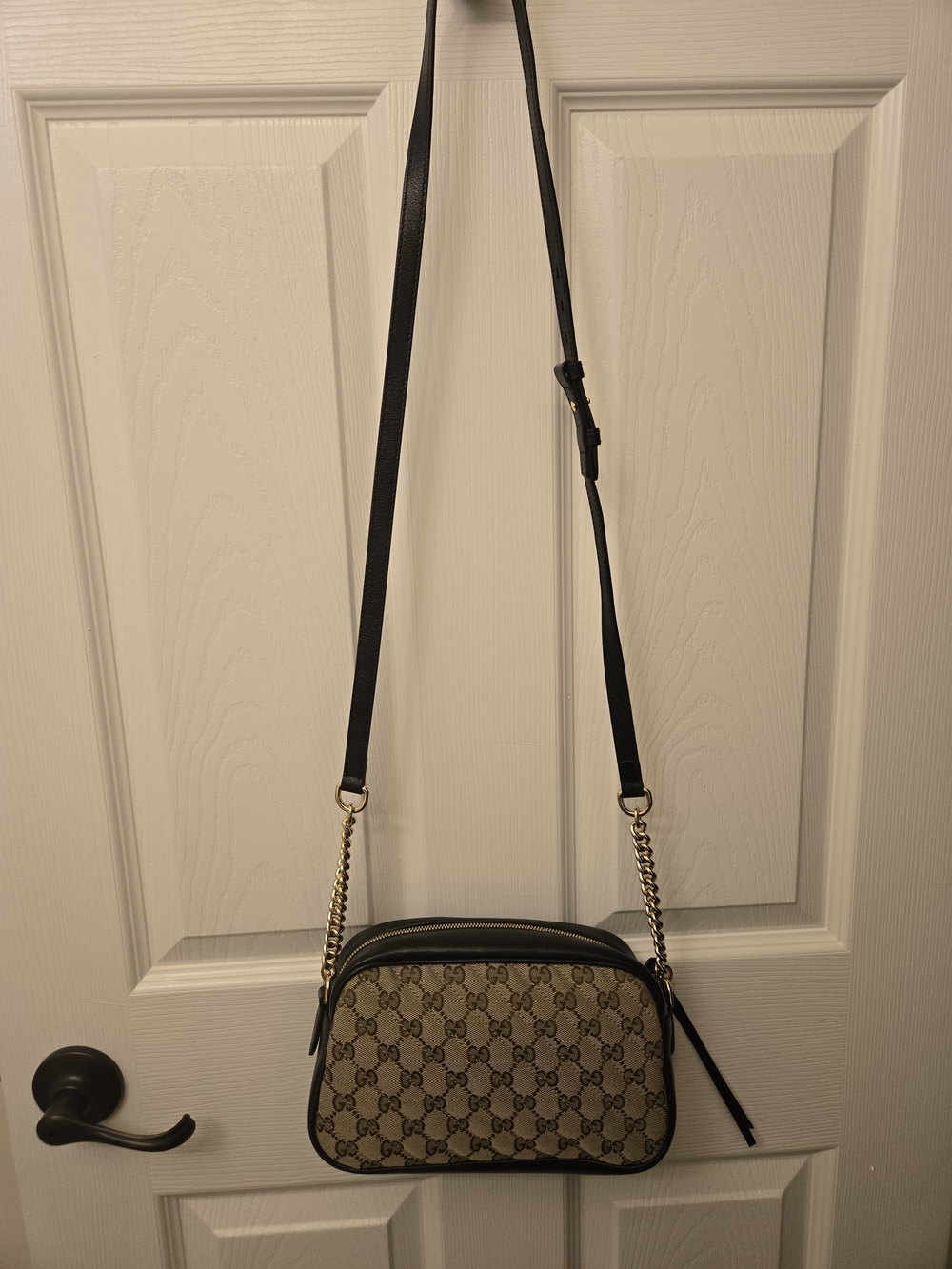 Gucci GG Marmont Beige Black Crossbody Bag - Picture 2 of 9